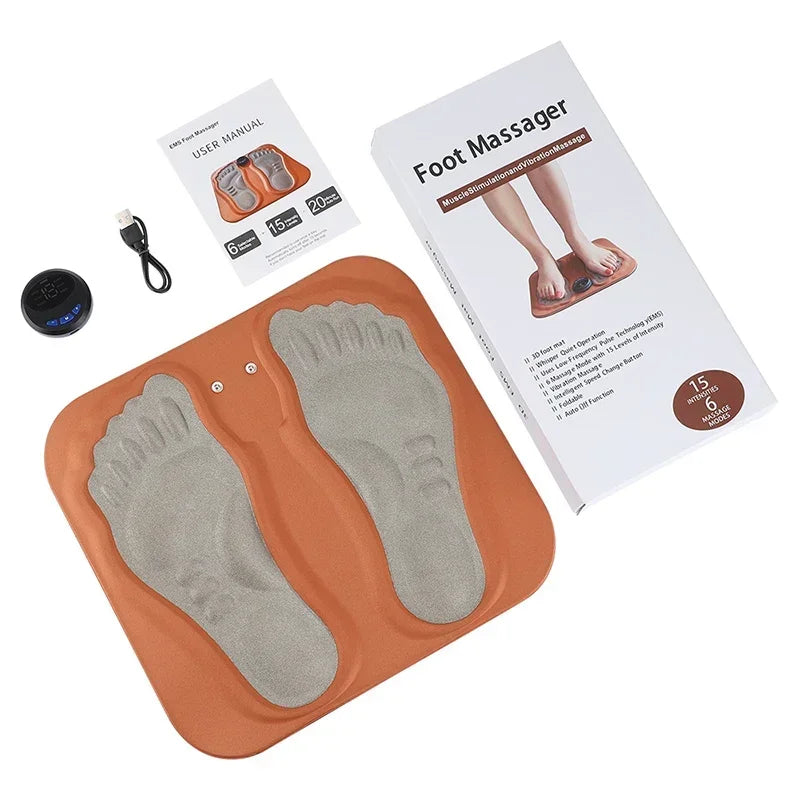 Electric Foot Massager Pad | Portable EMS Muscle Relaxer by Tidesmit Relaxation Treatment No Remote Control Tidesmit