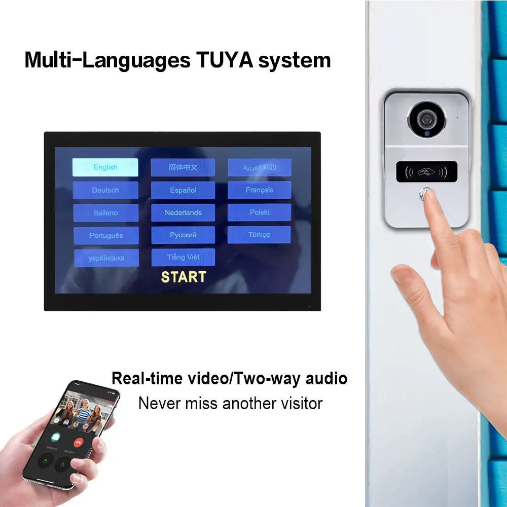 New 4-Wire TUYA Smart Video intercom doorbell Wired 1080P Waterproof Camera 5G WIFI 7/10inch IPS Touch Screen Support IP CCTV