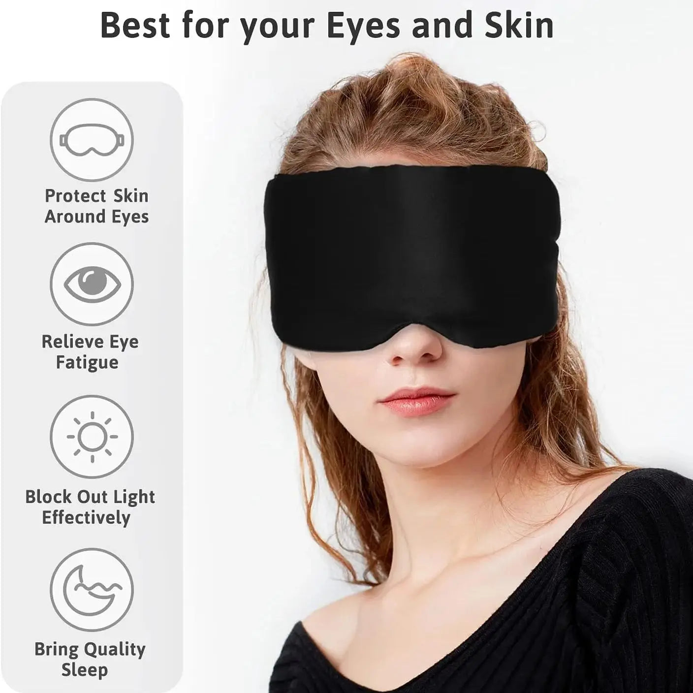 100% Mulberry Silk Sleep Mask Eye Mask with Adjustable Headband Eyepatch Blocking Light Eyemask for Travel & Nap Sleep Mask
