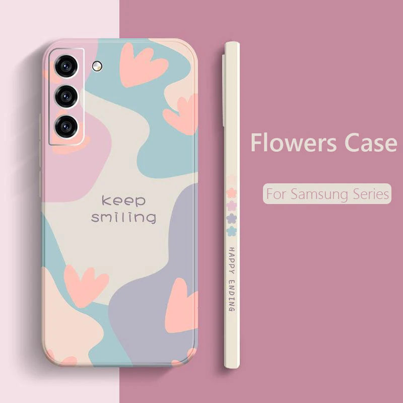 Samsung Galaxy Silicone Flower Case - Shock-Absorbing Square Cover Tidesmit