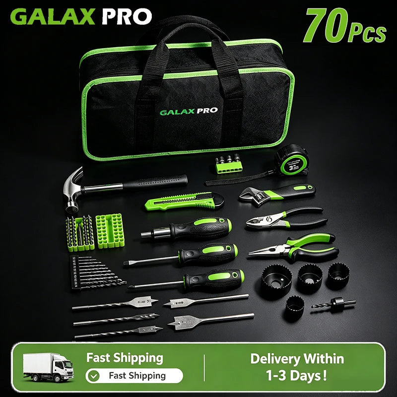 GALAX PRO 70Pcs Tool Kit, Durable Carbon Steel Tool Set with Storage Bag for DIY, Home, Garage, Car, and Hobbies