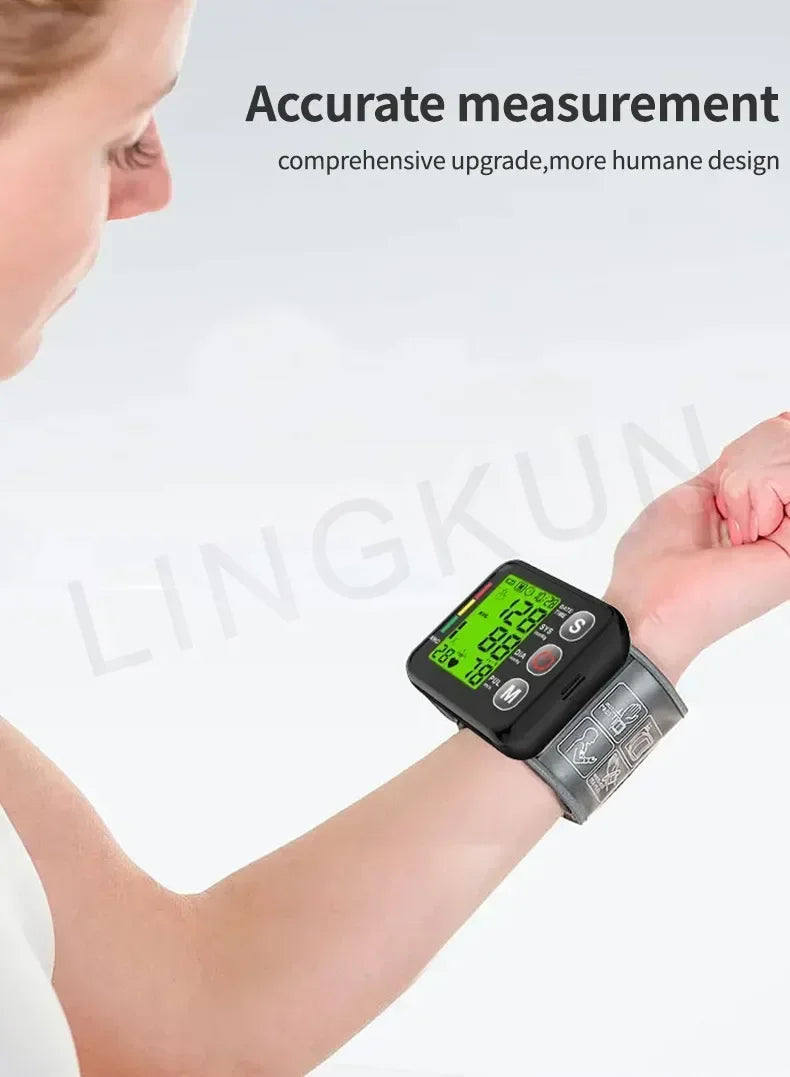 English Voice High Accurate BP Monitors Wrist Blood Pressure Monitor Tonometer Digital Sphygmomanometer Electronic Bp Monitors