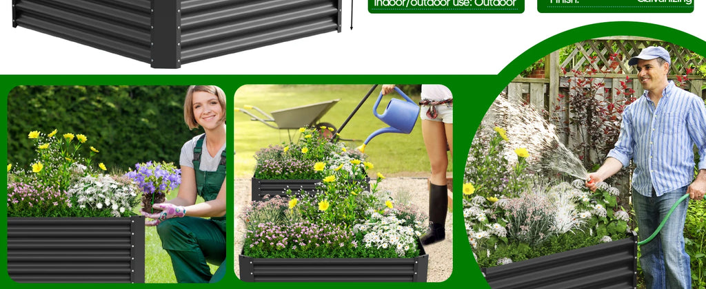 Galvanized metal raised vegetable tray, 240/gallons, open base, rustproof corrugated steel for vegetables, herbs and flowers, quick assembly in 10 minutes for outdoor gardening, patio and yard.