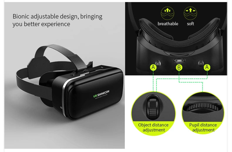 VR Headset for Smartphone - Immersive 3D Glasses for Mobile Media Tidesmit