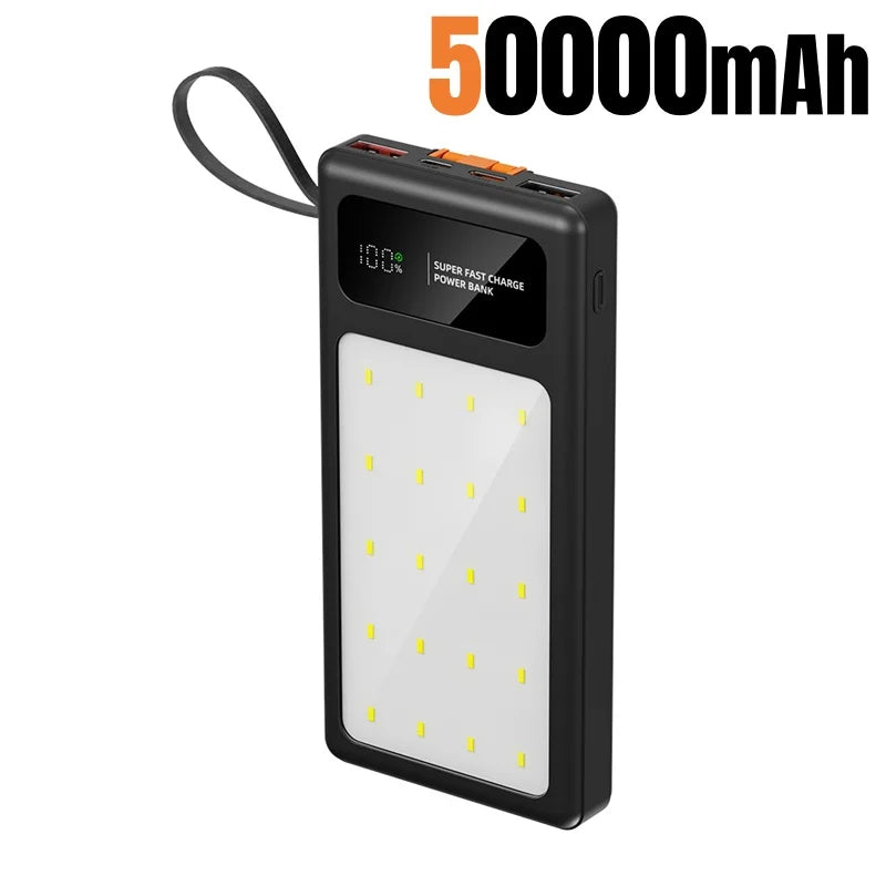 Tidesmit High Capacity Portable Power Bank with LED Camping Light Black 50000mAh Tidesmit