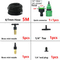5M-30M Outdoor Misting Cooling System Garden Irrigation Watering 1/4'' Brass Atomizer Nozzles 4/7mm Hose for Patio Greenhouse