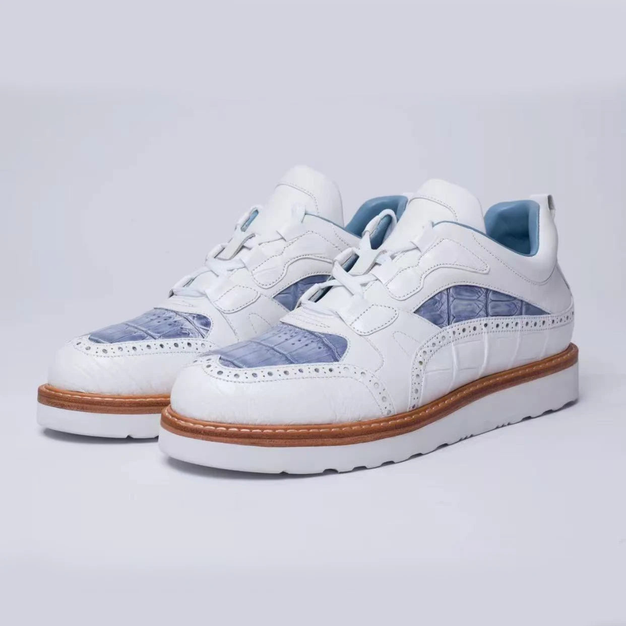 sanyeshechiping new men sports shoes male crocodile shoes white blue teo color men shoes fashion leisure running shoes