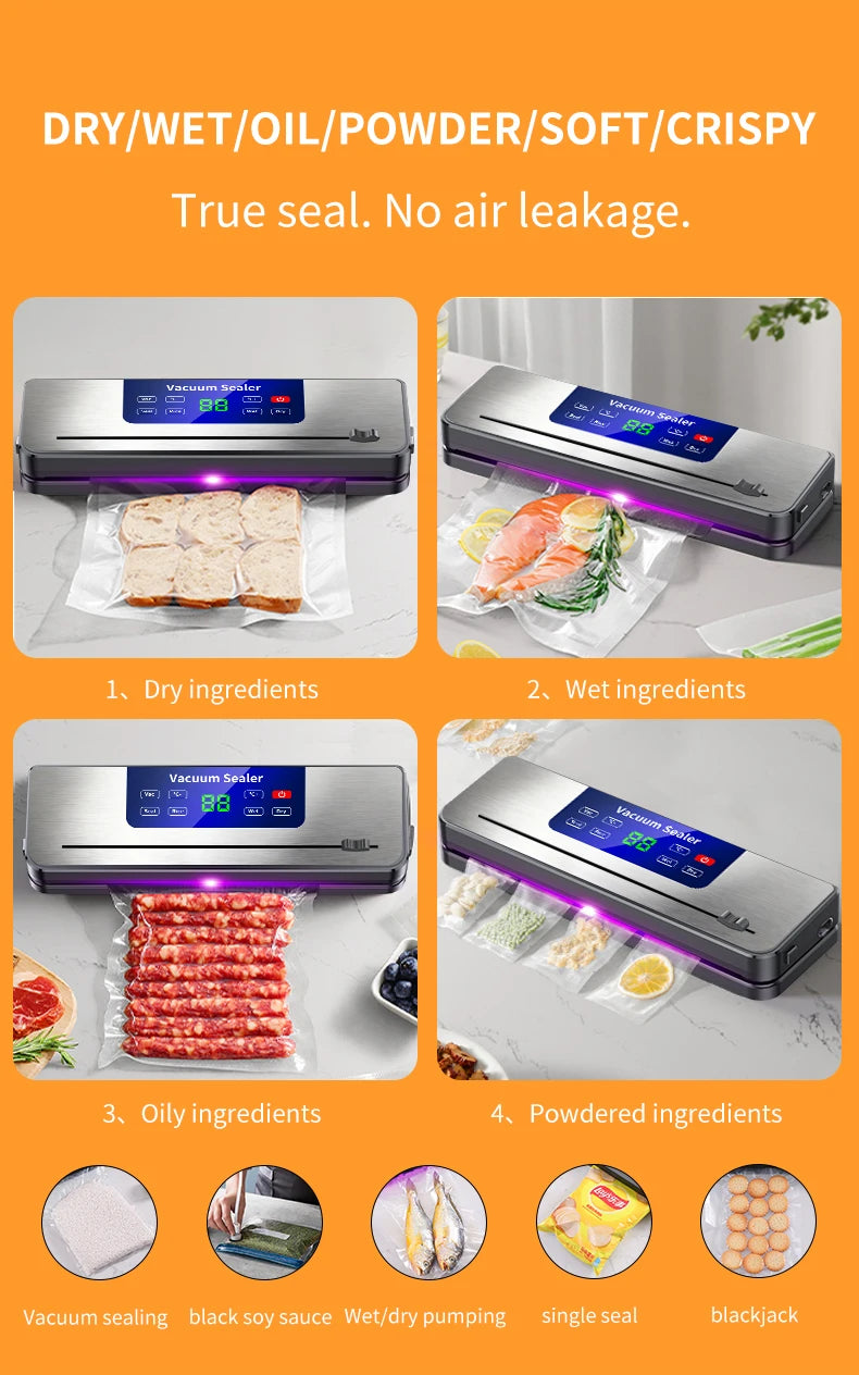 Wireless Portable Vacuum Sealer for Food Multi-Pack with Sealing Countdown Display Touch Waterproof Buttons Compact Kitchen Esse