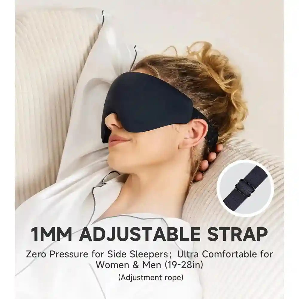 3D Contoured Memory Foam Sleep Mask for Travel - Breathable Eye Cover Eye Massage Instrument Tidesmit