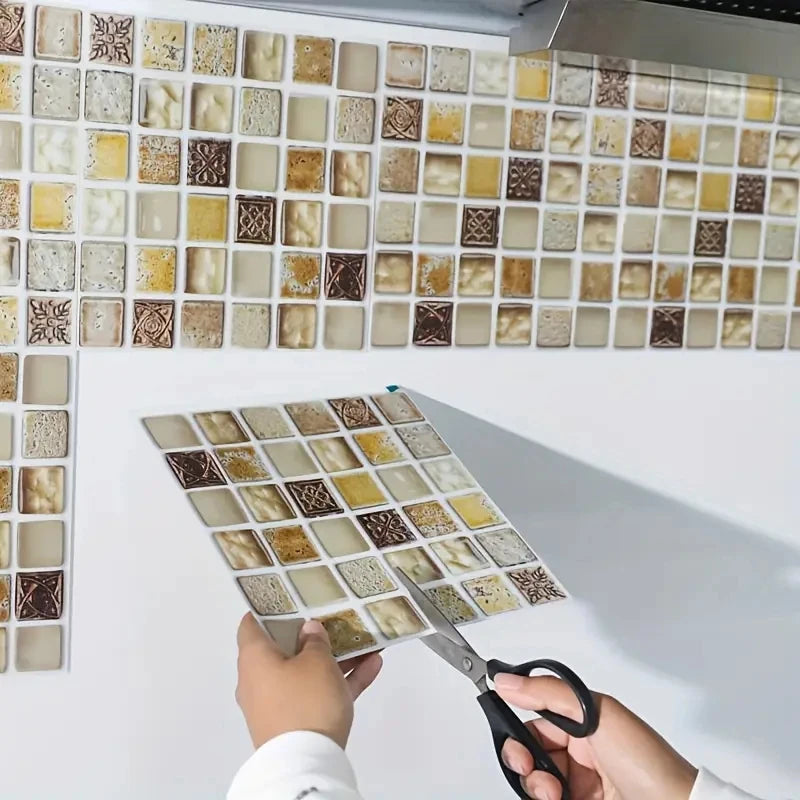 Self-Adhesive Marble Wall Tiles - Waterproof Stickers for Kitchen Backsplashes, Bathrooms, Living Rooms, Easy to Install and Rem