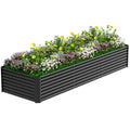 Galvanized metal raised vegetable tray, 240/gallons, open base, rustproof corrugated steel for vegetables, herbs and flowers, quick assembly in 10 minutes for outdoor gardening, patio and yard.