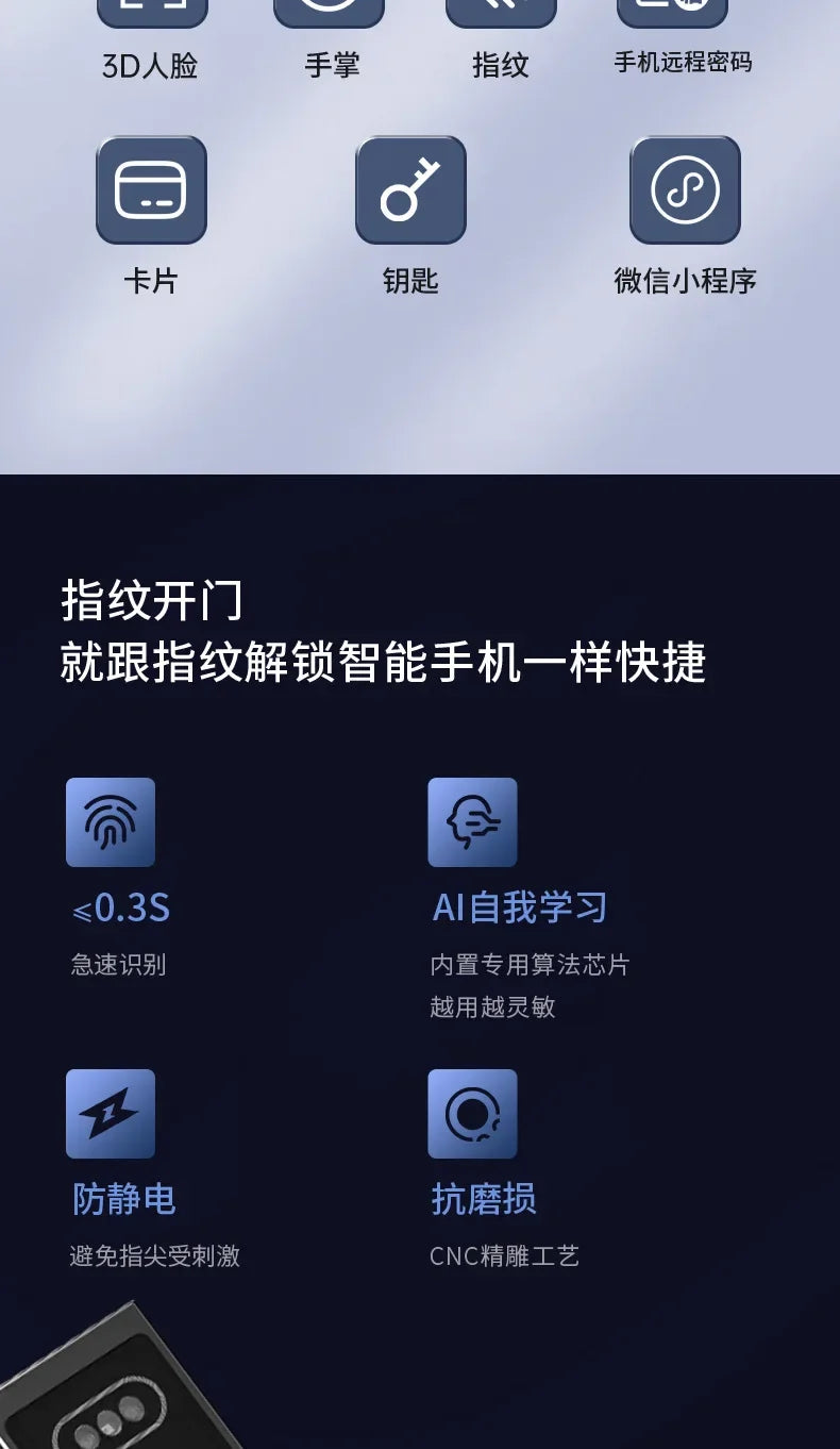 Outdoor Lock with Surveillance Camera Home Automatic Smart Door Lock 3d Facial Recognition Fingerprint Password