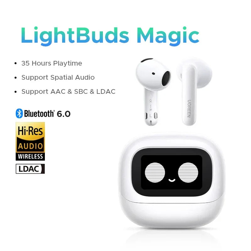 Tidesmit Wireless Earbuds with Smart LCD Screen Case - Black White China Mainland Tidesmit