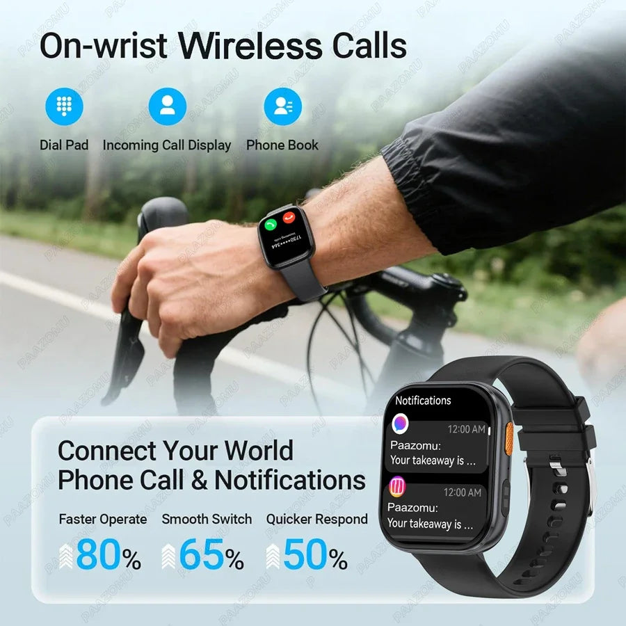 New 1000mAh Battery Smart Watches Men Heart Rate Sleep Monitor Bluetooth Call IP68 Waterproof Smartwatch Women For Android iOS