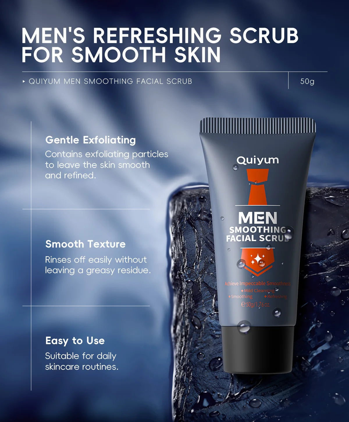 Mens Facial Scrub Exfoliator - Deep Pore Cleanser with Natural Extracts 50g Scrubs Treatments Tidesmit