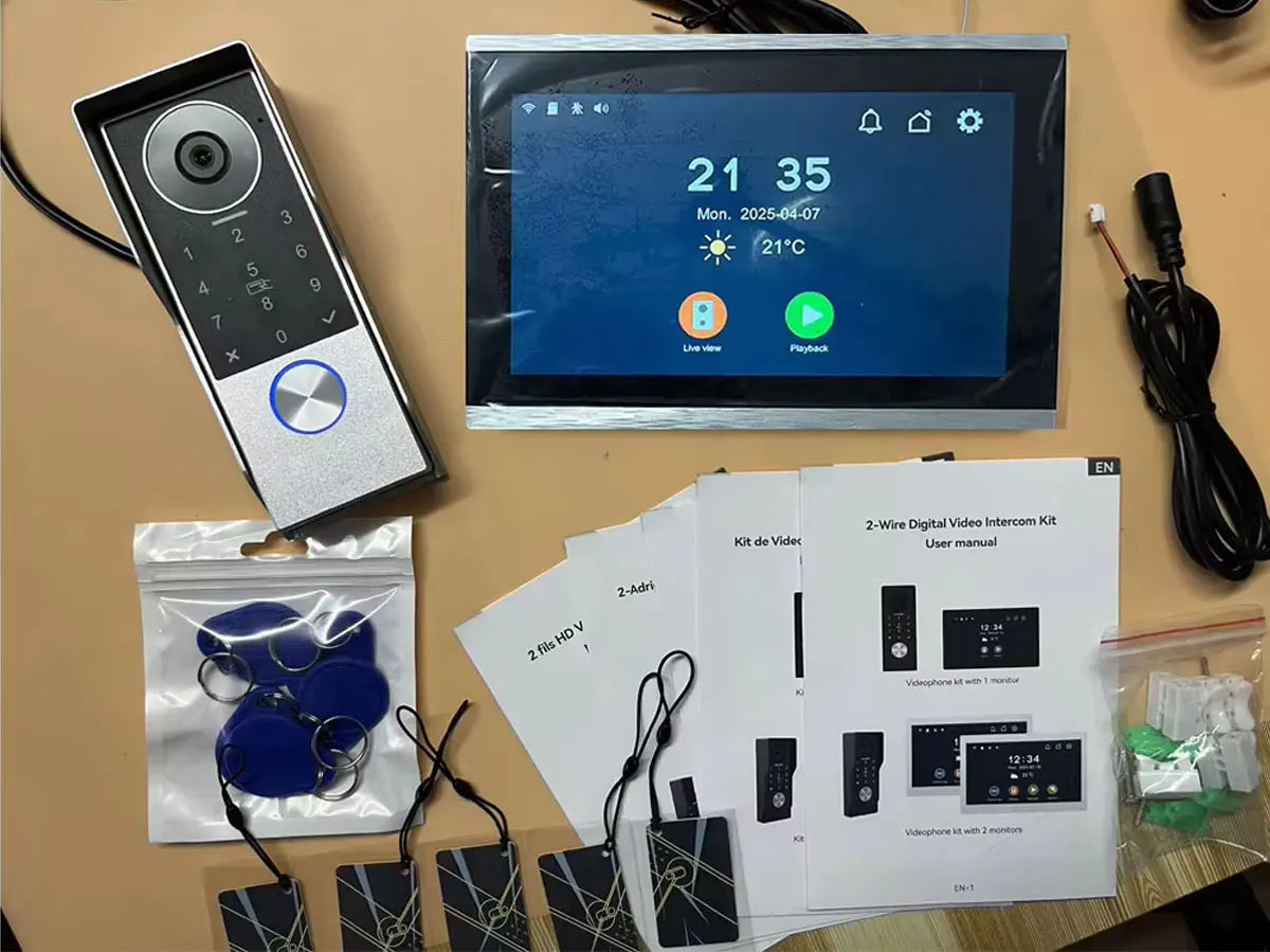 2Wire Tuya Smart Video Intercom Doorbell 5G WiFi 7/10inch Touch Screen 1080P Metal Outdoor Camera Doorphone Password 5in1 Unlock