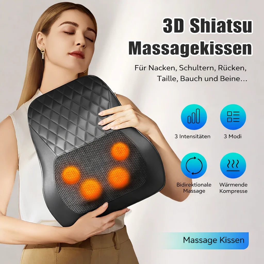 Electric Shiatsu Neck Massager With Heat - 3 Speeds - EU Plug Massage Cushion Tidesmit