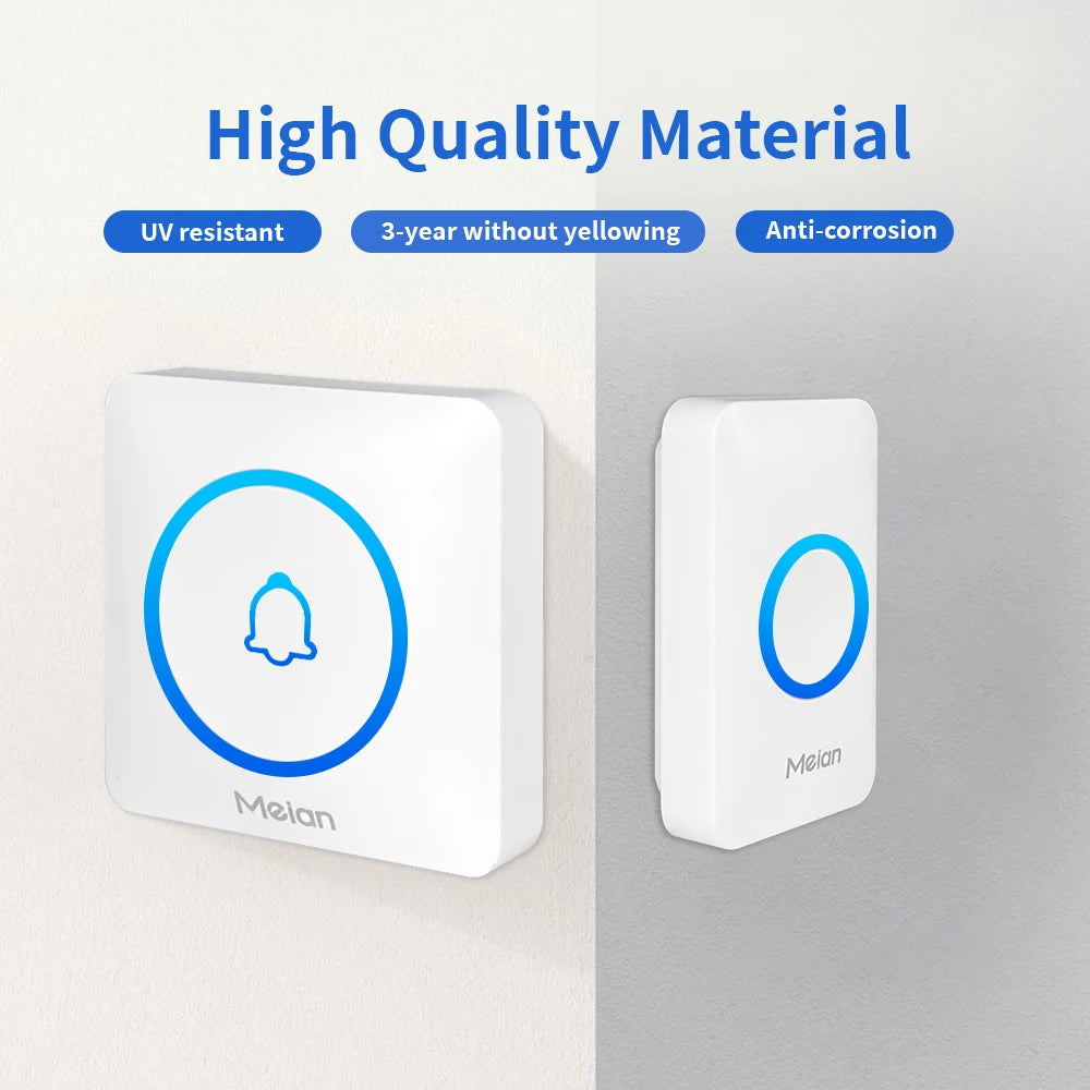 Meian Smart Home Doorbell Wireless Security Doorbell IP65 Waterproof Outdoor Door Bell 60 Songs 5 Volume Adjustable Chime Kit