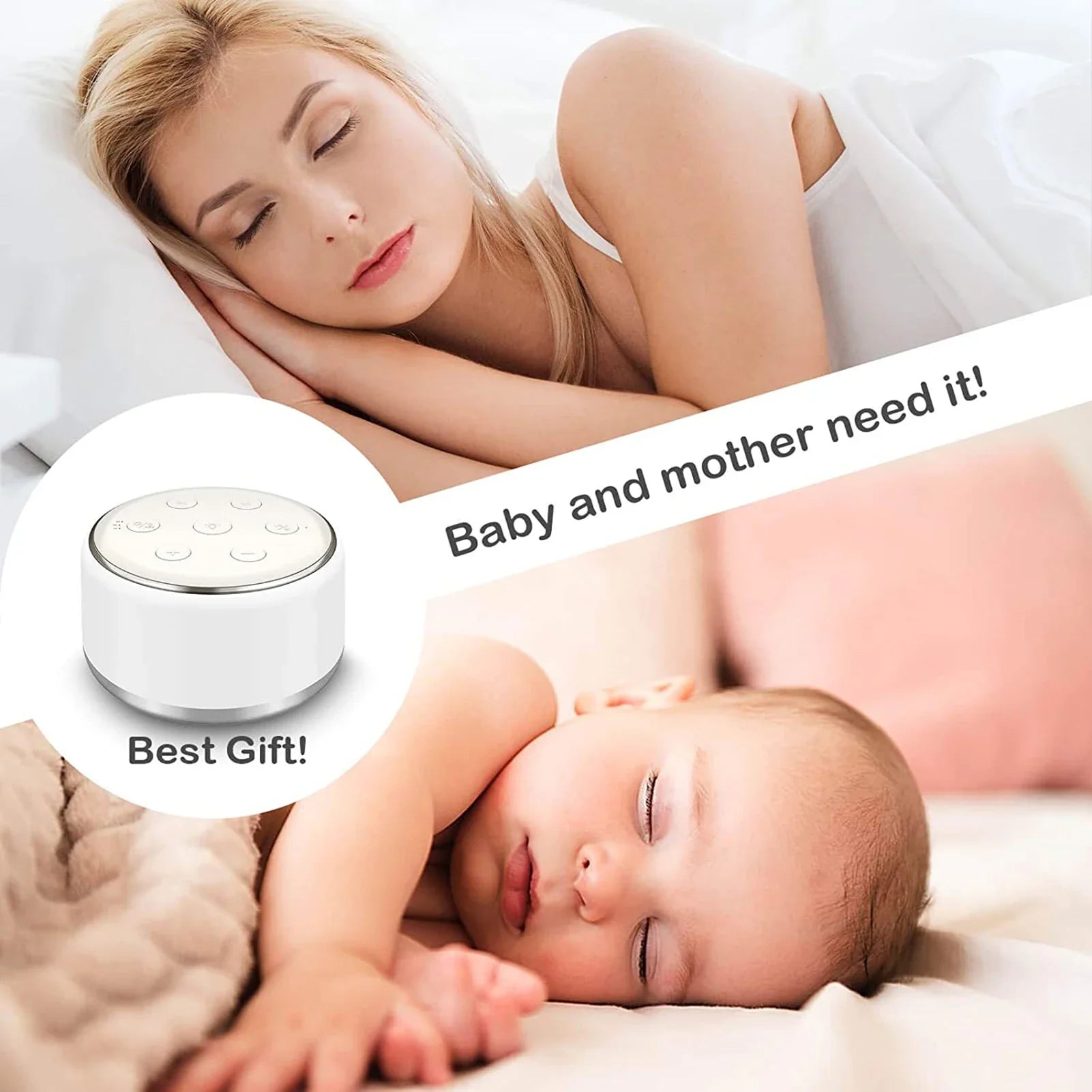 Desktop Sleep Sound Machine White Noise Machine for Baby Sleep Soother 7 Colors Night Lights 34 Soothing Sounds and Timer