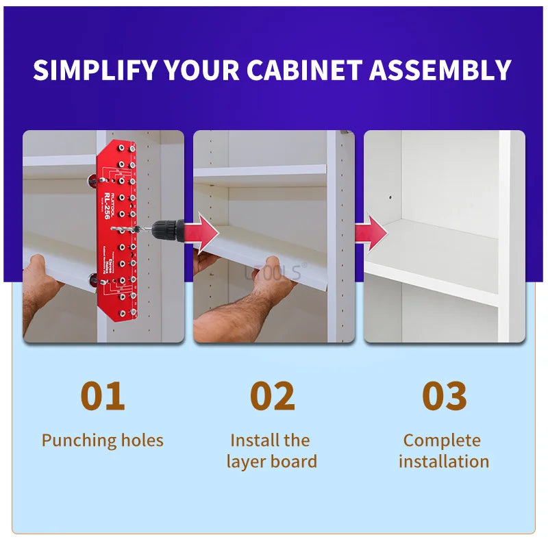 Puncher Hinge Shelf Pin Jig Set Aluminium Alloy Shelf Pin Drill Guide for Cabinet Shelf Installation Tools Clear Markings