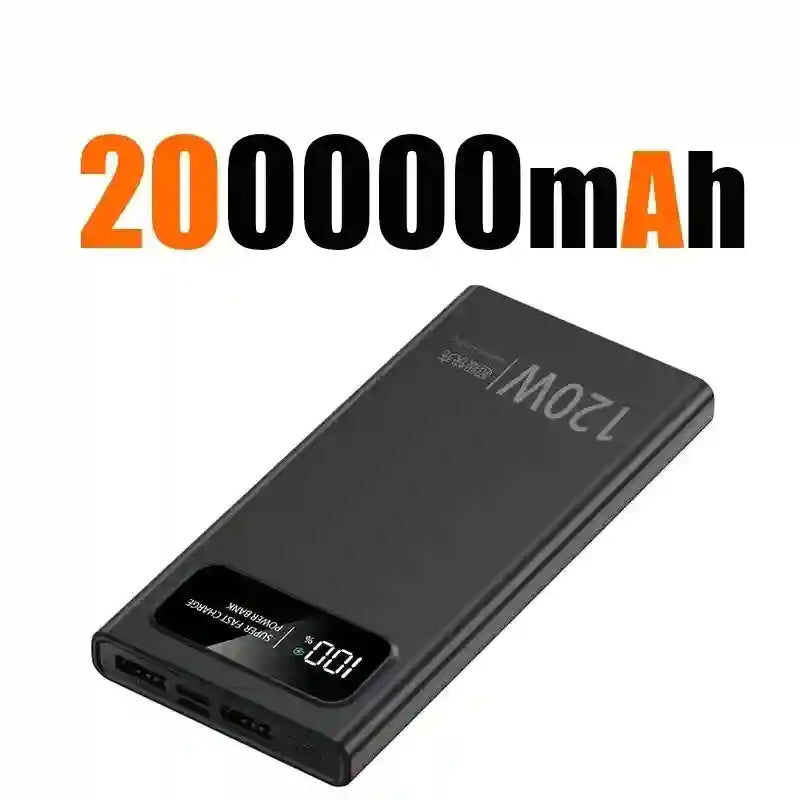 Tidesmit 200000mAh Power Bank - 120W Fast Charging Portable Battery Black 200000mah Tidesmit