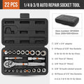 Hi-Spec 1/4" Drive Quick-Release 40 in 1 Ratchet Socket Bit Set Cr-V Steel Phillips/Slotted Screwdrivers for Repair & Hand Tools