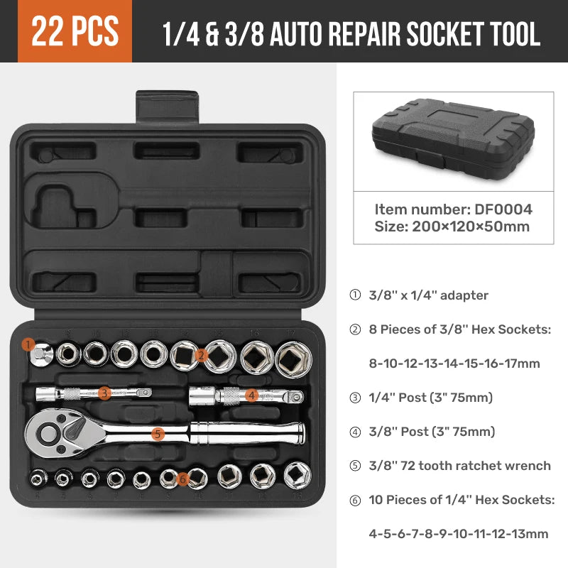 Hi-Spec 1/4" Drive Quick-Release 40 in 1 Ratchet Socket Bit Set Cr-V Steel Phillips/Slotted Screwdrivers for Repair & Hand Tools