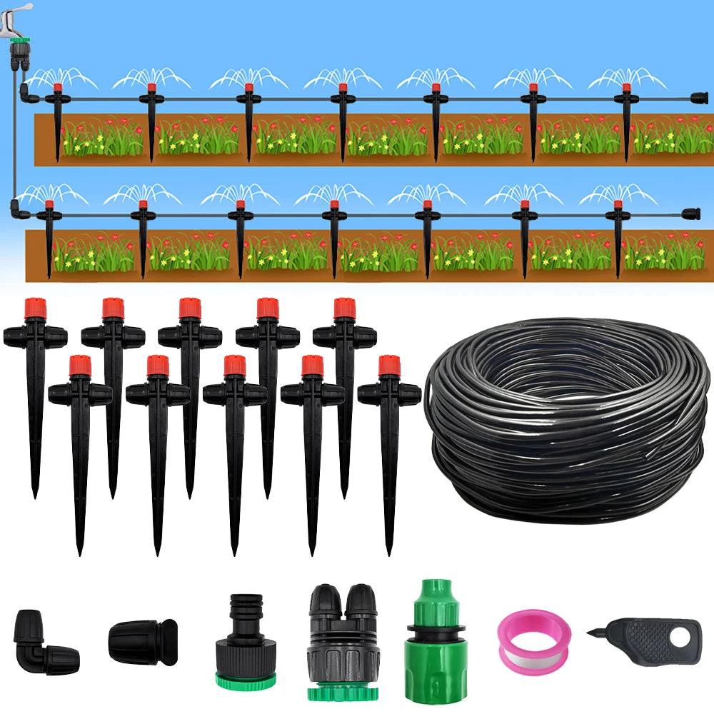 Garden Drip Irrigation 1 4 Inch Spike Sprinkler Automatic Watering System Kit for Bonsai Pot Plant Flower Vegetable Greenhouse