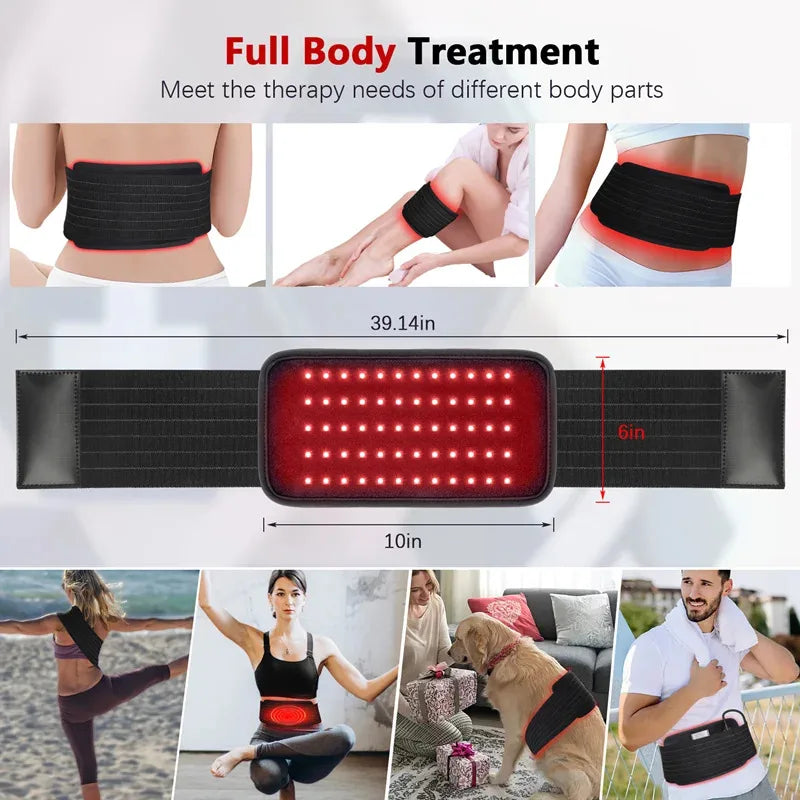 Red Light Therapy Belt for Lower Back Pain - Portable Muscle Relief Body Shaping Massage Equipment Tidesmit