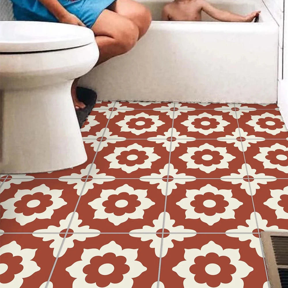 10pcs Moroccan Encaustic Terracotta Peel and Stick Self Adhesive Tile Stickers for Bathroom Renter Stick on Backsplash Tile