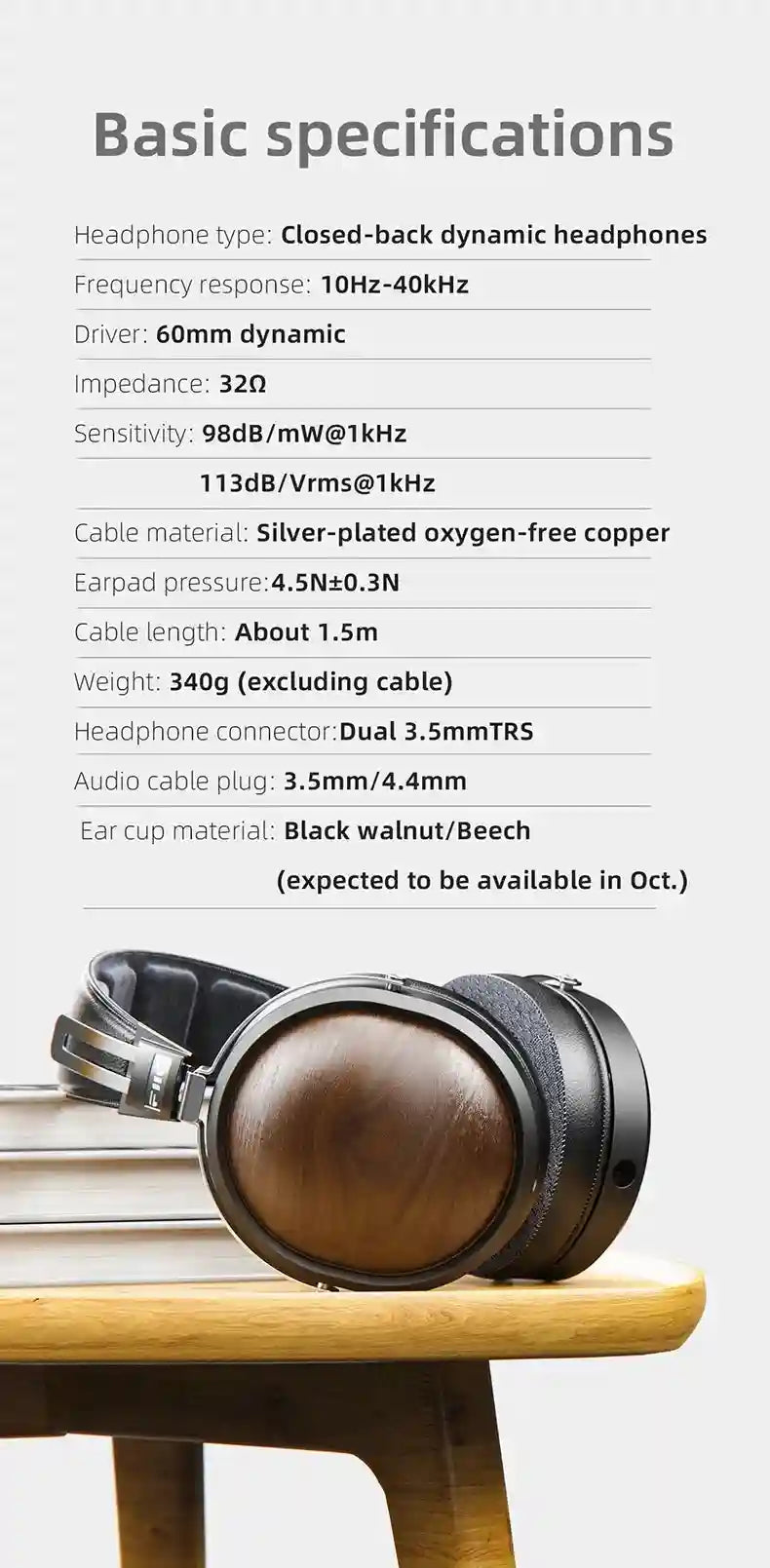 FiiO FT1 Closed-Back Headphones | Nanowood Fiber Over-Ear Audio Tidesmit