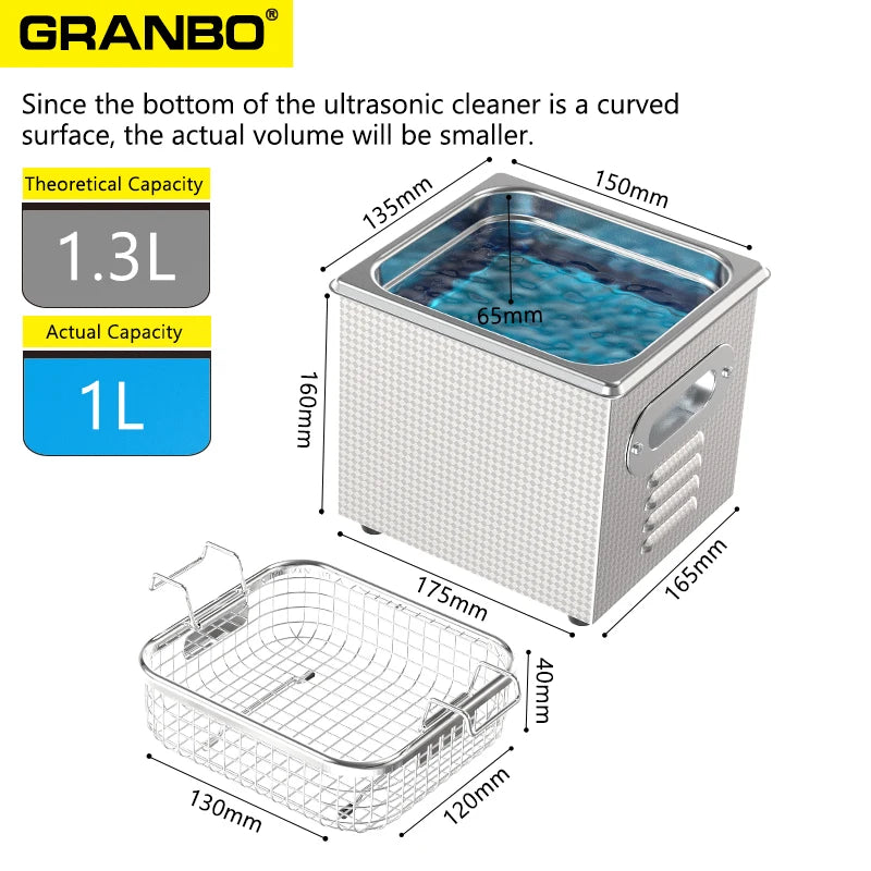 Tidesmit 1L ultrasonic cleaner with digital degas timer showing internal basin and cavitation feature for jewelry