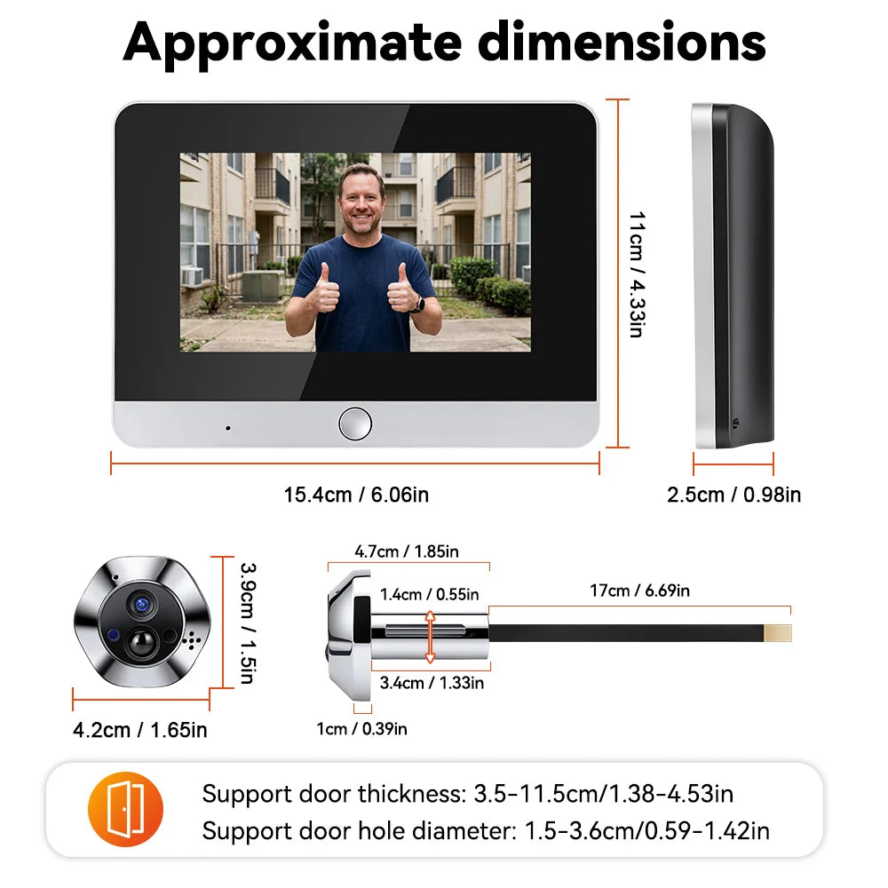 5 Inch WiFi Tuya Video Doorbell 1080P HD Peephole Camera 140° Wide Angle PIR Motion Detection Two-Way Talk Night Vision Monitor