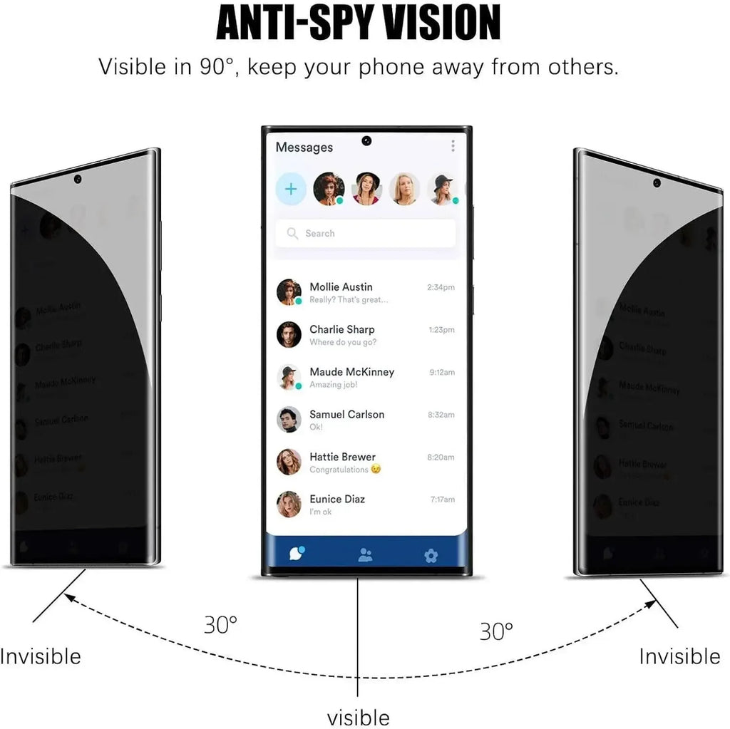 1-3PCS Anti-Spy Tempered Glass for Samsung Galaxy S24 S23 S22 S21 Ultra 3D Full Coverage Privacy Screen Protector Tidesmit