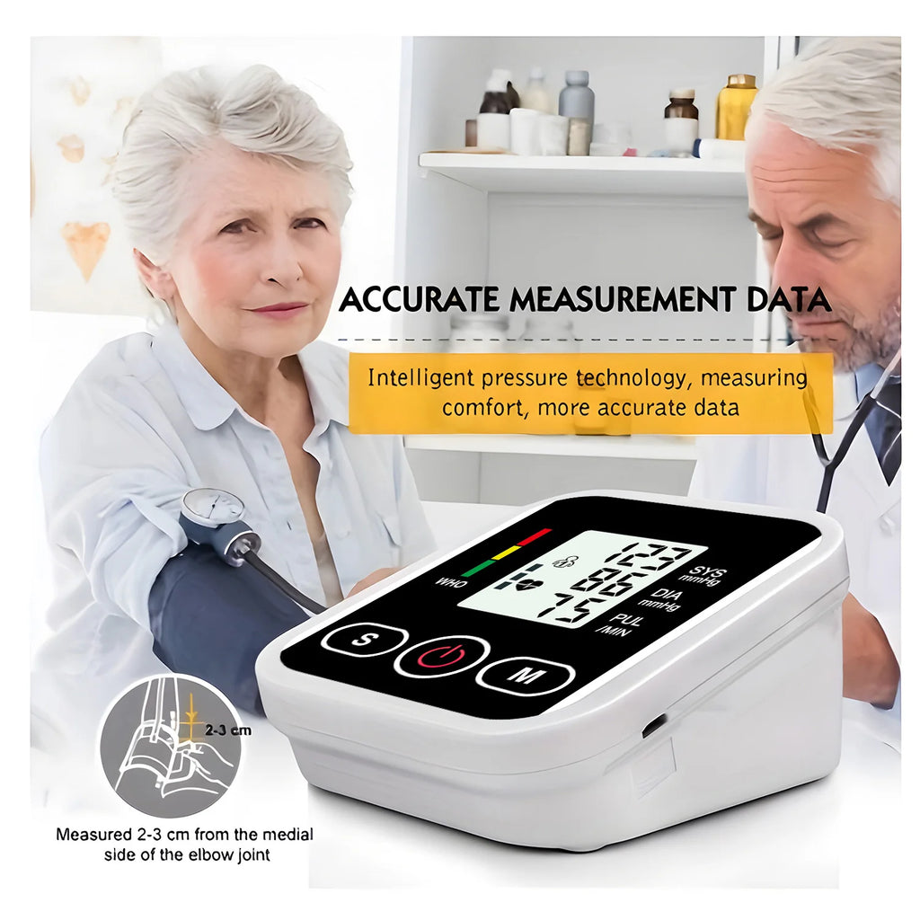 Upper Arm Blood Pressure Monitor Heart Rate Health Blood Pressure Detector Arm Cuff Digital BP Meter Pluse Automatic Tensiometer