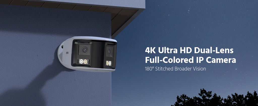 ANNKE FCD800 8MP Security Camera 180°Panoramic Dual Lens Outdoor POE Camera 4K AI Human Detect Two Way Audio IP67 8MP IP Camera