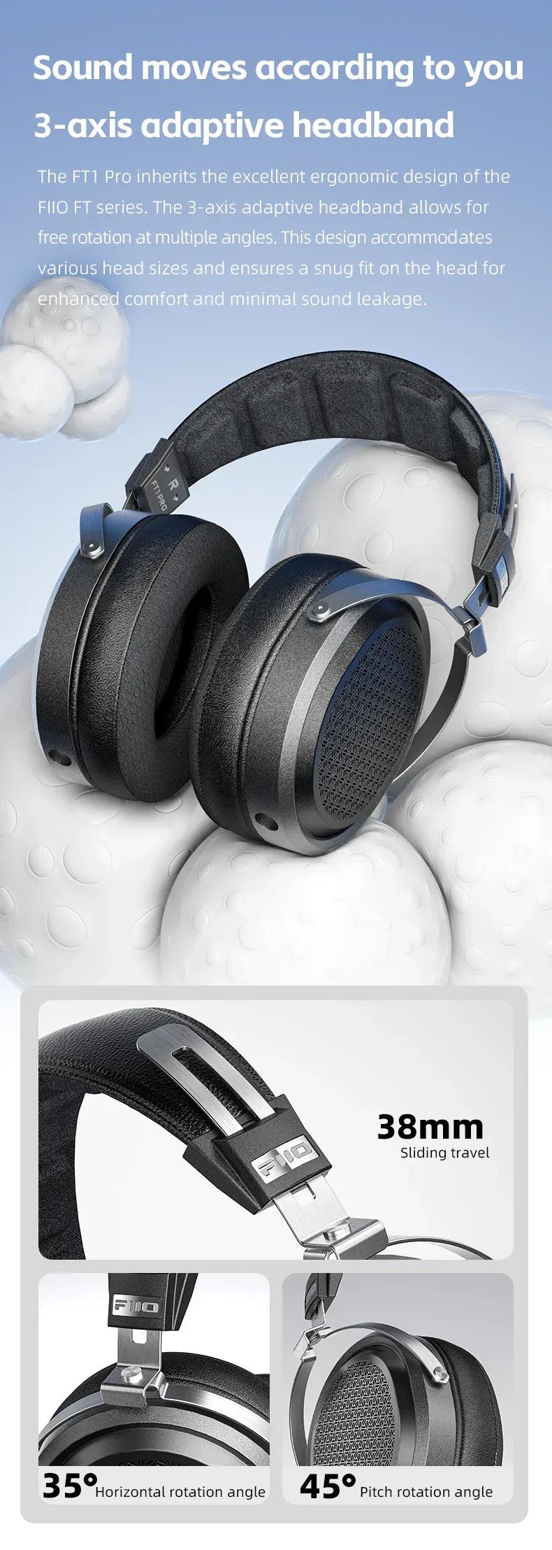 FiiO FT1 Pro Planar Magnetic Headphones Hi-Fi Black - Tidesmit Tidesmit