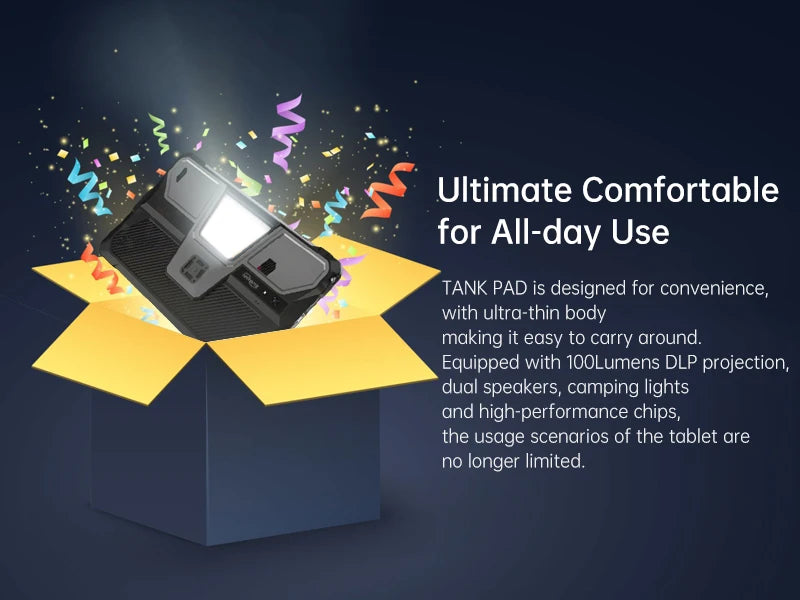 Unihertz Tank PAD 8849 Rugged Projector Phone Tablet Android 32GB 512GB 21000mAh 10.95" FHD Dual Speaker Waterproof Tablet
