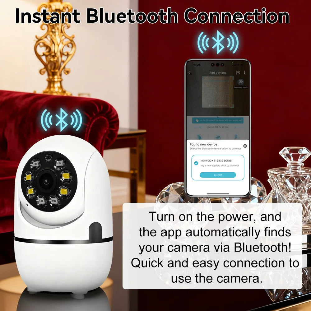 PEGATAH 2K 360° PTZ Home Security Camera Automatic Tracking AI Human Detection Night Vision Video Surveillance Monitor O-Kam Pro