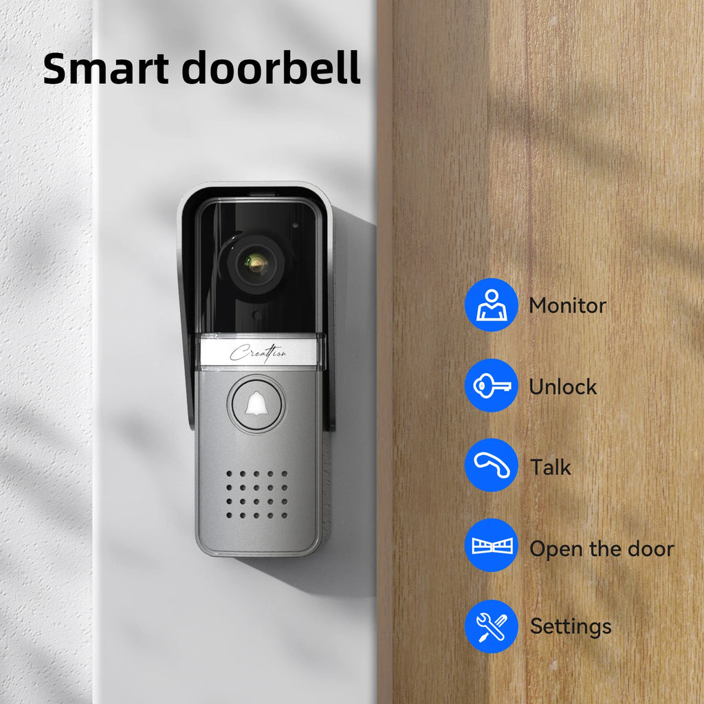 TMEZON Video Door Intercom Doorbell Intercom System, 7 Inch 1 Monitor 1 Camera Touch Button, Night Vision