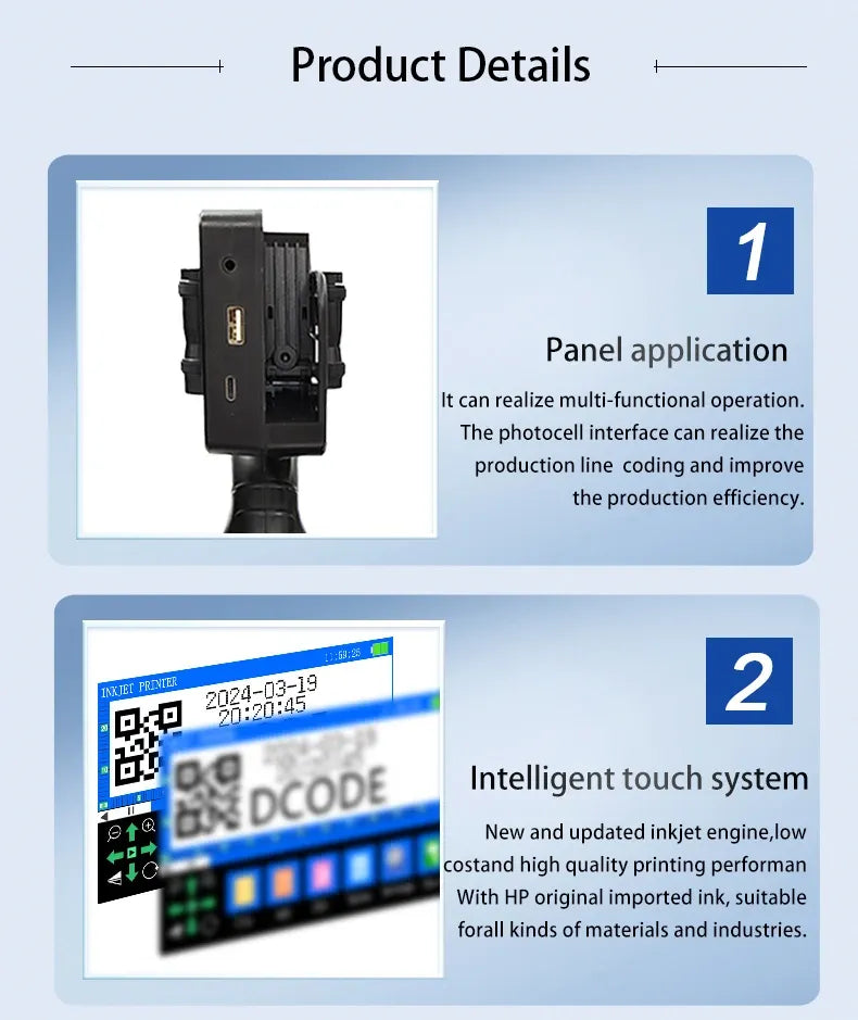 Portable handheld inkjet printer with mounting panel and label slot, black