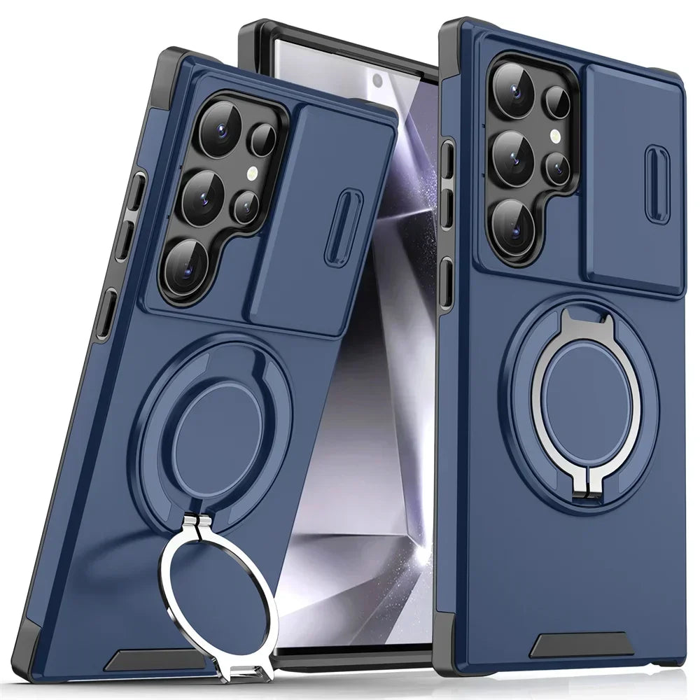 Samsung Galaxy S25 Magnetic Case with Camera Cover - Slim Fit Protection Navy Blue Tidesmit