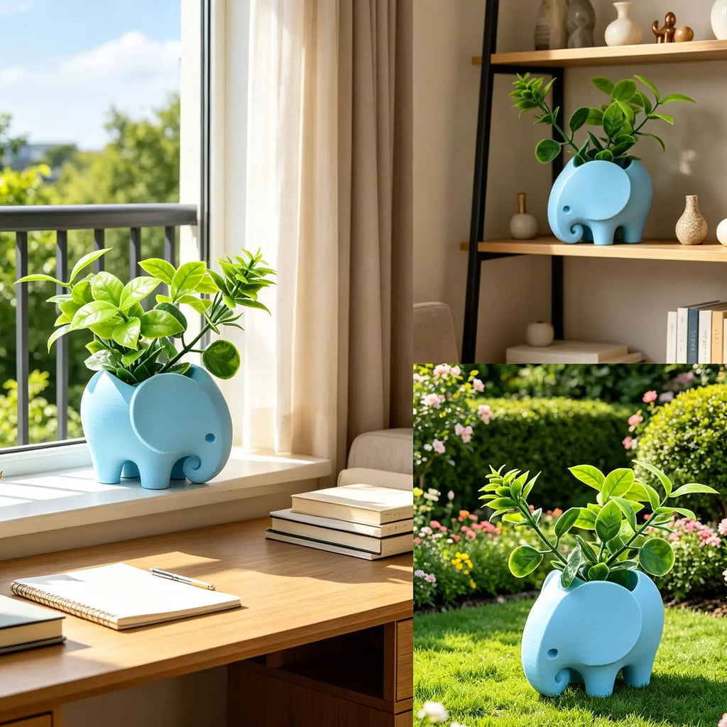 Elephant Shape Succulent Flower Pot Minimalist Practical Ceramic Flowerpot Cute Handmade Plant Pot Gifts Gardening Supplies