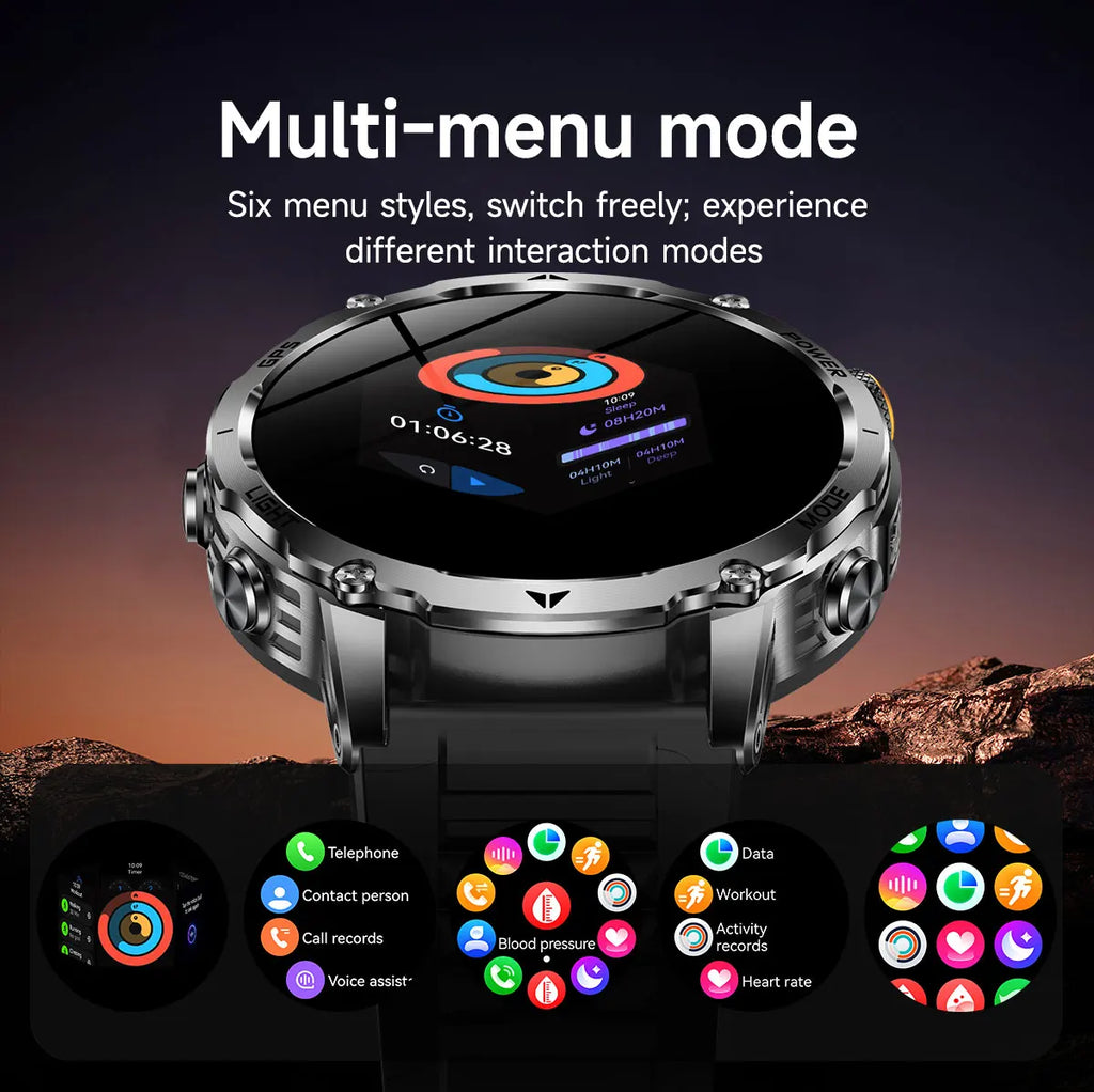 New T-Rex3 Ultra Smartwatch 1100mAh Battery GPS Compass IP69K Waterproof Outdoor Sports Tracker Military Grade Watch