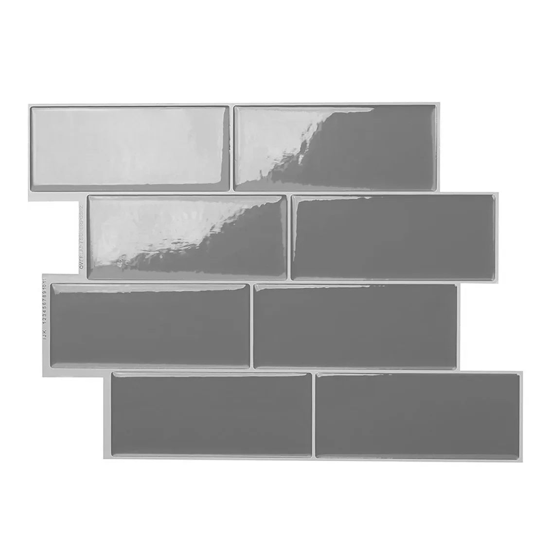 Peel-and-stick backsplash tile set, gray marble-look rectangular tiles
