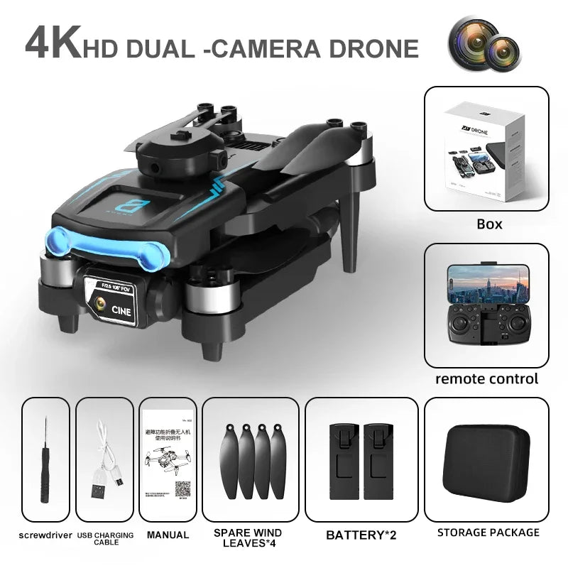 8K HD Camera Drone | Foldable Obstacle Avoidance Quadcopter 4K Dual camera 2B Tidesmit