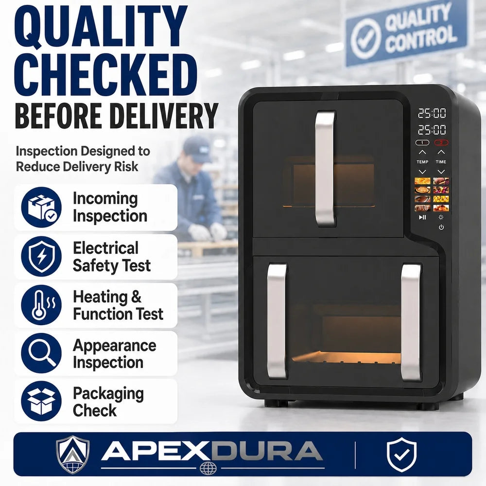 14L Dual Zone Air Fryer Oven Digital Touch Control Visible Window 2800W 220V CE CB OEM Factory