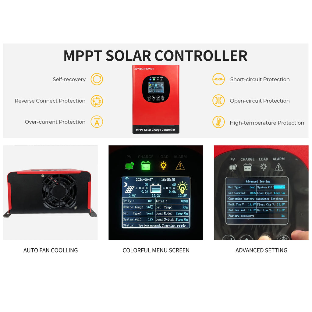NEW 480VDC 24-192V 60A MPPT Solar Charge Controller Solar Battery Regulator With WIFI Monitor APP For Lifepo4 Liuthm GEL Lead