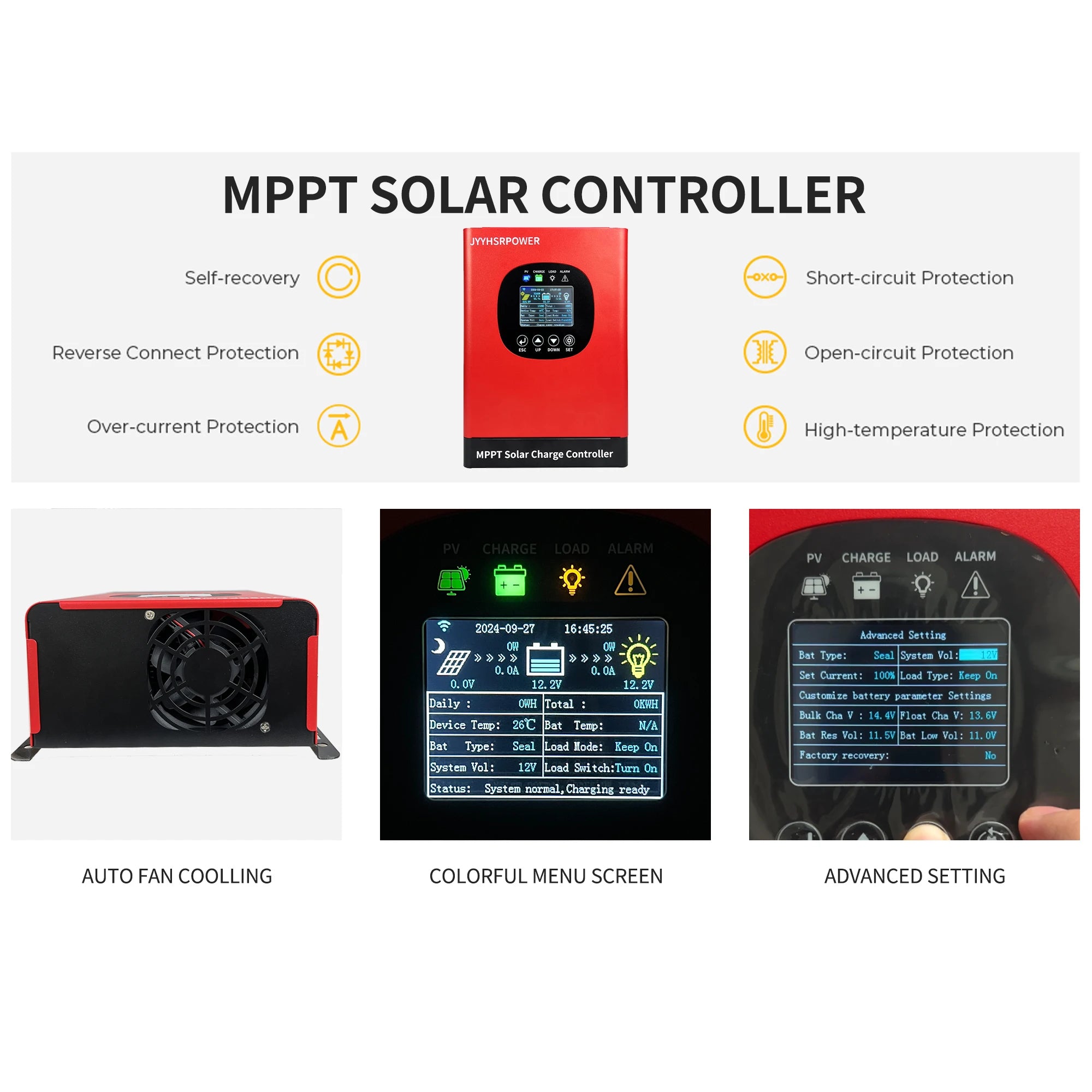 NEW 480VDC 24-192V 60A MPPT Solar Charge Controller Solar Battery Regulator With WIFI Monitor APP For Lifepo4 Liuthm GEL Lead