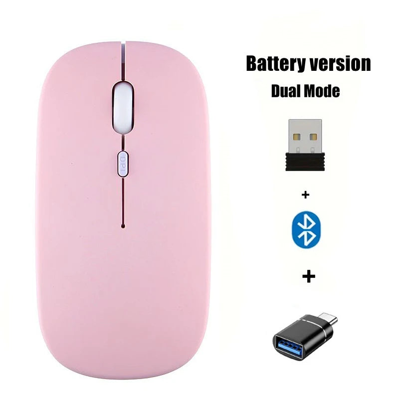 Wireless Mouse with 2.4G Bluetooth-compatible Dual Modes, 1600 DPI Adjustable, Silent Clicking, Portable Ergonomic Laptop Mouse